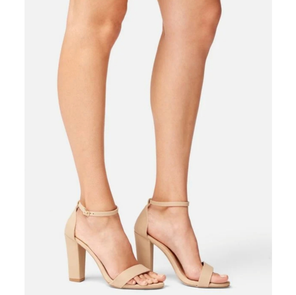 Size 12 Beige Blocked Heeled Sandal